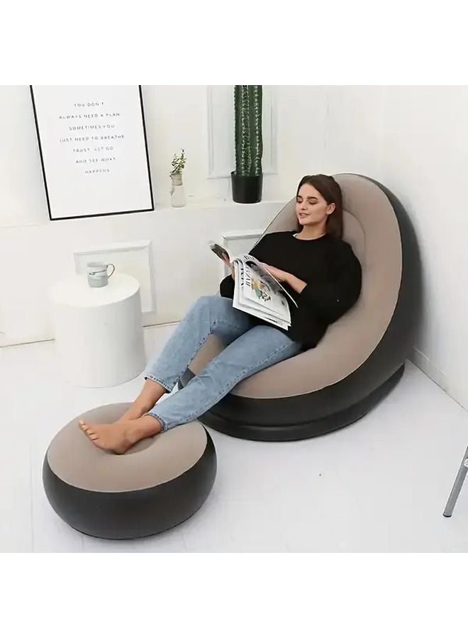 Coffee Color Inflatable Sofa With Foot Pump Portable Space Saving Comfortable For All Seasons - Image 5